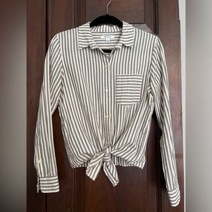 Madewell striped button down, tie at the waist